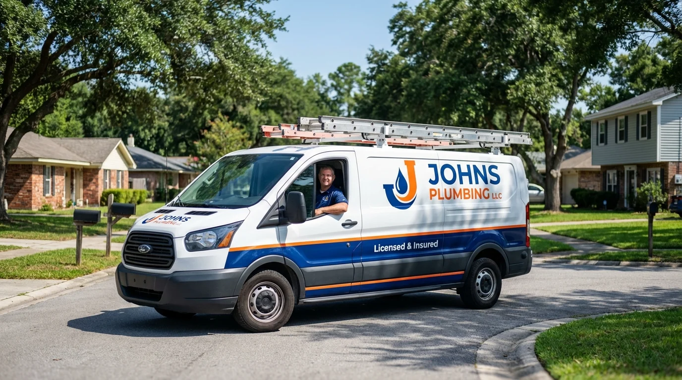 Johns Plumbing LLC service van in Wrens, GA