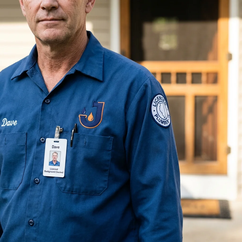 Licensed plumber showing ID badge in Wrens, GA