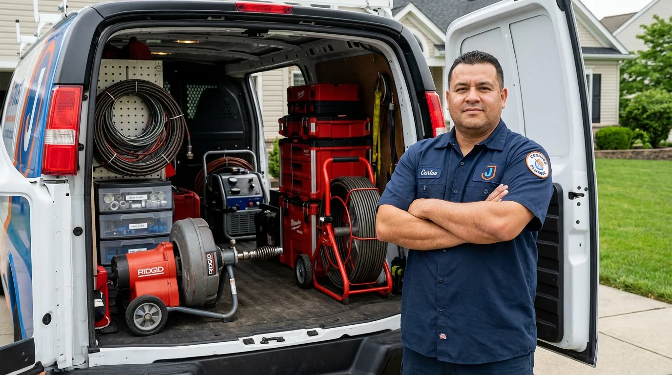 Professional drain cleaning equipment and Johns Plumbing LLC plumber in Wrens