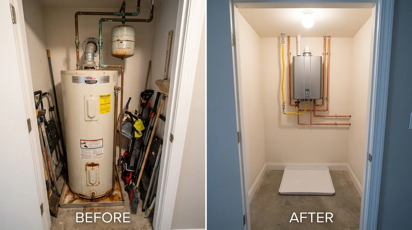 Tank water heater versus wall-mounted tankless unit comparison for Wrens, GA homeowners